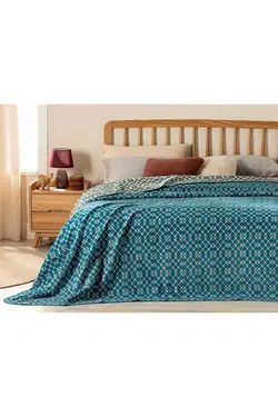 پتو تک نفره پنبه ای الماسی سبز نفتی شیشه لک شده 150x200cm برند English Home کد 1687471417