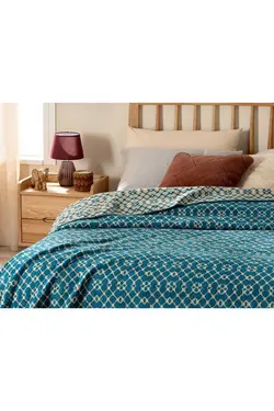 پتو تک نفره پنبه ای الماسی سبز نفتی شیشه لک شده 150x200cm برند English Home کد 1687471417