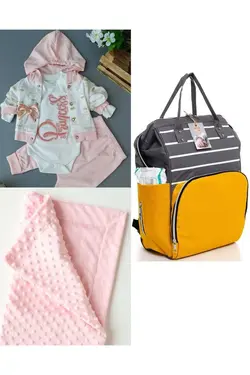 پتو کیف کوله پشتی مراقبت ست کودک نخود 100پنبه برند DERİNBEBE کد 1687596328