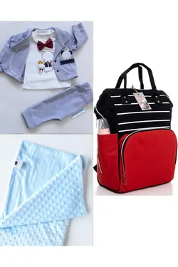 پتو کیف کوله پشتی مراقبت ست کودک نخود 100پنبه برند DERİNBEBE کد 1687564206