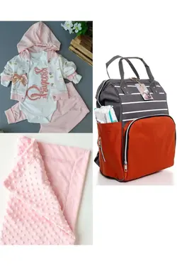 پتو کیف کوله پشتی مراقبت ست کودک نخود 100پنبه برند DERİNBEBE کد 1687563963