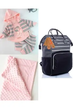 پتو کیف کوله پشتی مراقبت ست کودک نخود 100پنبه برند DERİNBEBE کد 1687563909