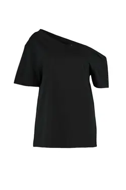 بلوز بافتنی طرح‎دار شانه افتاده مشکی برند Trendyol Curve کد 1687676331