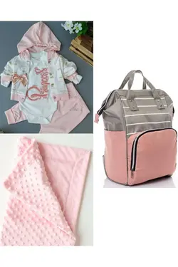 پتو کیف کوله پشتی مراقبت ست کودک نخود 100پنبه برند DERİNBEBE کد 1687661409