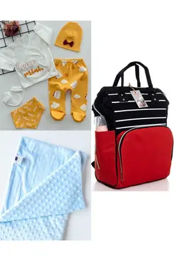 پتو کیف کوله پشتی مراقبت ست کودک نخود 100پنبه برند DERİNBEBE کد 1687776023