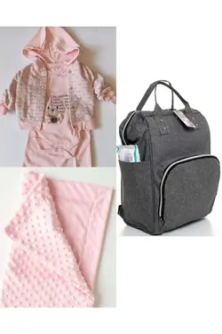 پتو کیف کوله پشتی مراقبت ست کودک نخود 100پنبه برند DERİNBEBE کد 1687737015