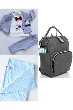 پتو کیف کوله پشتی مراقبت ست کودک نخود 100پنبه برند DERİNBEBE کد 1687737003