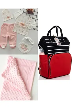 پتو کیف کوله پشتی مراقبت ست کودک نخود 100پنبه برند DERİNBEBE کد 1687813398