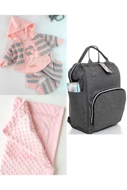پتو کیف کوله پشتی مراقبت ست کودک نخود 100پنبه برند DERİNBEBE کد 1687934777