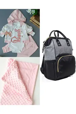 پتو کیف کوله پشتی مراقبت ست کودک نخود 100پنبه برند DERİNBEBE کد 1687934770