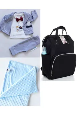 پتو کیف کوله پشتی مراقبت ست کودک نخود 100پنبه برند DERİNBEBE کد 1687934763