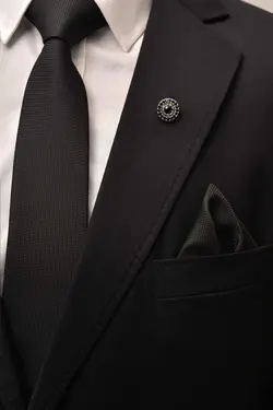 ست کراوات جعبه‎دار نگین دار دستمال &amp; مشکی برند Esgue کد 1688206263