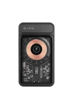 دستگاه شارژ بي سيم شفاف قابل حمل مشکی نوع ج برند S-Link کد 1688201794