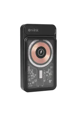 دستگاه شارژ بي سيم شفاف قابل حمل مشکی نوع ج برند S-Link کد 1688201794