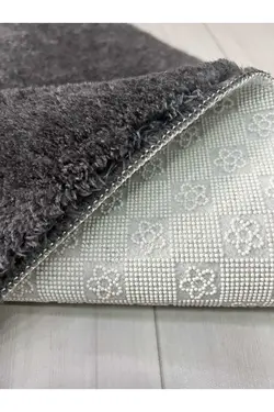 فرش زیرپایی حمام مویی مخمل خرگوش خاکستری آنتراسیت برند Bünyan Halı کد 1688307877