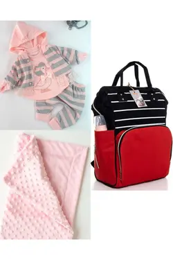 پتو کیف کوله پشتی مراقبت ست کودک نخود 100پنبه برند DERİNBEBE کد 1688253013