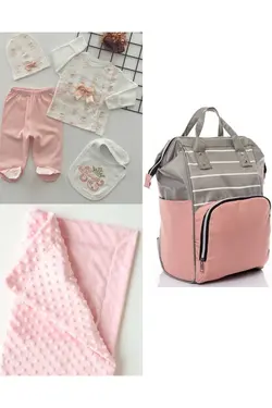 پتو کیف کوله پشتی مراقبت ست کودک نخود 100پنبه برند DERİNBEBE کد 1688227346