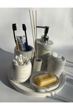 جای صابون, مایع ست سرویس بهداشتی طرح‎دار سنگ مرمر چندتایی برند MRY DEKOR کد 1688316765