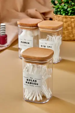 ست سرویس بهداشتی تنظیم کننده نخ پنبه آکریلیک چوب 250میلی لیتر دندان درب‎دار &amp;amp; گوش برند FBZhome کد 1688315638