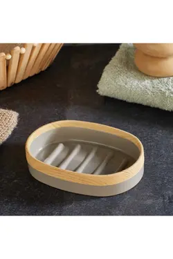 کرم ست سرویس بهداشتی جعبه ظرف صابون مایع سطل زباله بامبو دندان طرح‎دار لیمپیا برند bersachef کد 1688315620