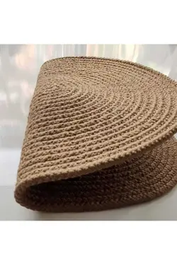 زیرپایی حمام بیضی بافتنی جوت حصیری بند طرح‎دار فرش طبیعی برند Else Dekor کد 1688308080