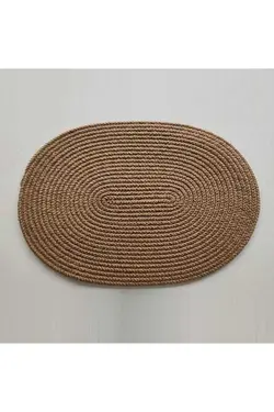 زیرپایی حمام بیضی بافتنی جوت حصیری بند طرح‎دار فرش طبیعی برند Else Dekor کد 1688308080