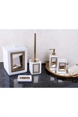 ست سرویس بهداشتی پلی استر 5تکه طلای سفید ورونی برند By Selim کد 1688316566