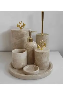 ست سرویس بهداشتی 7‎تکه سنگ مرمر بژ برند SARITAŞ کد 1688315756