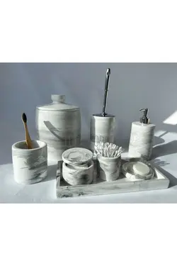 سطل زباله ست سرویس بهداشتی به صورت سنگ مرمر توله ، پنبه ،توالت برند Ture Concept کد 1688316725