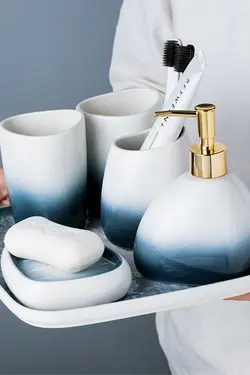 ست سرویس بهداشتی سرامیک آبی برند AROW کد 1688316761