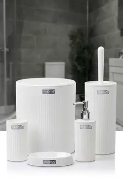 ست سرویس بهداشتی گرد راه‎راه سفید برند Okyanus Home کد 1688315594