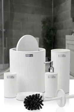 ست سرویس بهداشتی گرد راه‎راه سفید برند Okyanus Home کد 1688315594