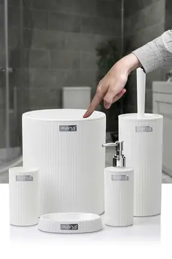 ست سرویس بهداشتی گرد راه‎راه سفید برند Okyanus Home کد 1688315594