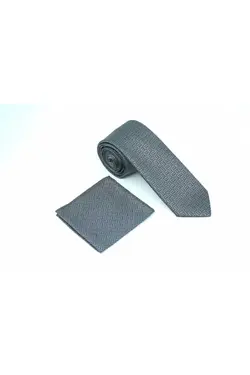ست کراوات دستمال طرح‎دار طوسی برند Brianze کد 1688527828