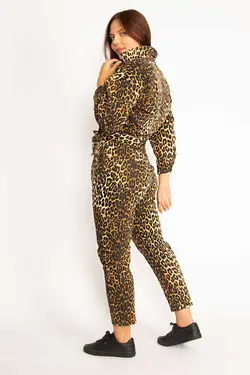 سرهمی زیپ دار در طرح پلنگی طرح‎دار سایز بزرگ کمربند پارچه ای زنانه برند Şans کد 1688833043