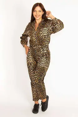 سرهمی زیپ دار در طرح پلنگی طرح‎دار سایز بزرگ کمربند پارچه ای زنانه برند Şans کد 1688833043