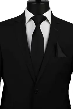 کراوات ساده ساتن با دستمال مشکی برند La Pescara کد 1688829306