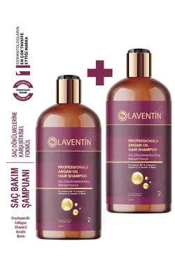 شامپو حجم دهنده سر/مو ضد ریرش 2عدد روغنی) (کراتین-بیوتین-کلاژن-آرگان برند Laventin کد 1688898939
