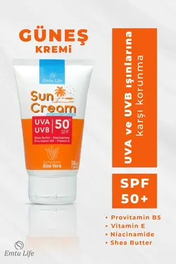 کرم ضد آفتاب ویتامین انواع آلوئه ورا برای پوست 50میلی لیتر لکه 50 spf شامل می شود برند Emtu Life کد 1689092476