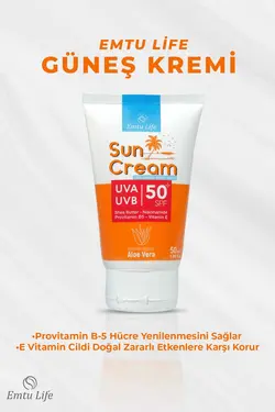 کرم ضد آفتاب ویتامین انواع آلوئه ورا برای پوست 50میلی لیتر لکه 50 spf شامل می شود برند Emtu Life کد 1689092476