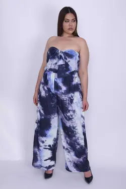 سرهمی بالا پالازا طرح طراحی شده کشی سایز بزرگ آبی کمربند دار قسمتی با زنانه برند Şans کد 1689080420