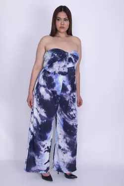 سرهمی بالا پالازا طرح طراحی شده کشی سایز بزرگ آبی کمربند دار قسمتی با زنانه برند Şans کد 1689080420