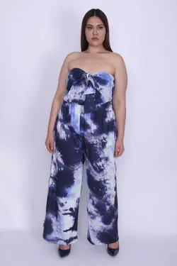 سرهمی بالا پالازا طرح طراحی شده کشی سایز بزرگ آبی کمربند دار قسمتی با زنانه برند Şans کد 1689080420