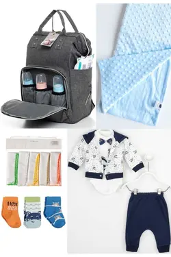 کوله پشتی مراقبت تولد ست دستمال 5تکه جوراب) خروج، نخود کیسه، بیمارستان (عزیزم برند DERİNBEBE کد 1689032137