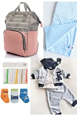 کوله پشتی مراقبت تولد ست دستمال 5تکه جوراب) خروج، نخود کیسه، بیمارستان (عزیزم برند DERİNBEBE کد 1689032127