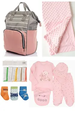 کوله پشتی مراقبت تولد ست دستمال 5تکه جوراب) خروج، نخود کیسه، بیمارستان (عزیزم برند DERİNBEBE کد 1689032145