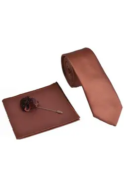 ست کراوات یقه دستمال آجری مردانه برند Brianze کد 1689005728