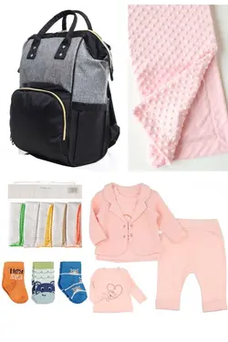 کوله پشتی مراقبت تولد ست دستمال 5تکه جوراب) خروج، نخود کیسه، بیمارستان (عزیزم برند DERİNBEBE کد 1688963726