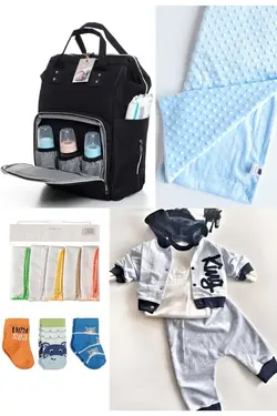 کوله پشتی مراقبت تولد ست دستمال 5تکه جوراب) خروج، نخود کیسه، بیمارستان (عزیزم برند DERİNBEBE کد 1688963719