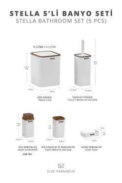 ست سرویس بهداشتی چوب راه‎راه طرح‎دار سفید برند Okyanus Home کد 1689438368